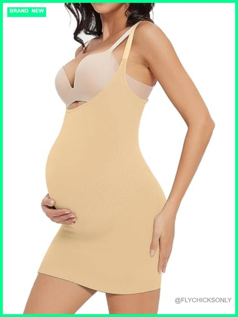 Maternity Open-Bust Tank Dress Seamless Compression Bodycon Slip
